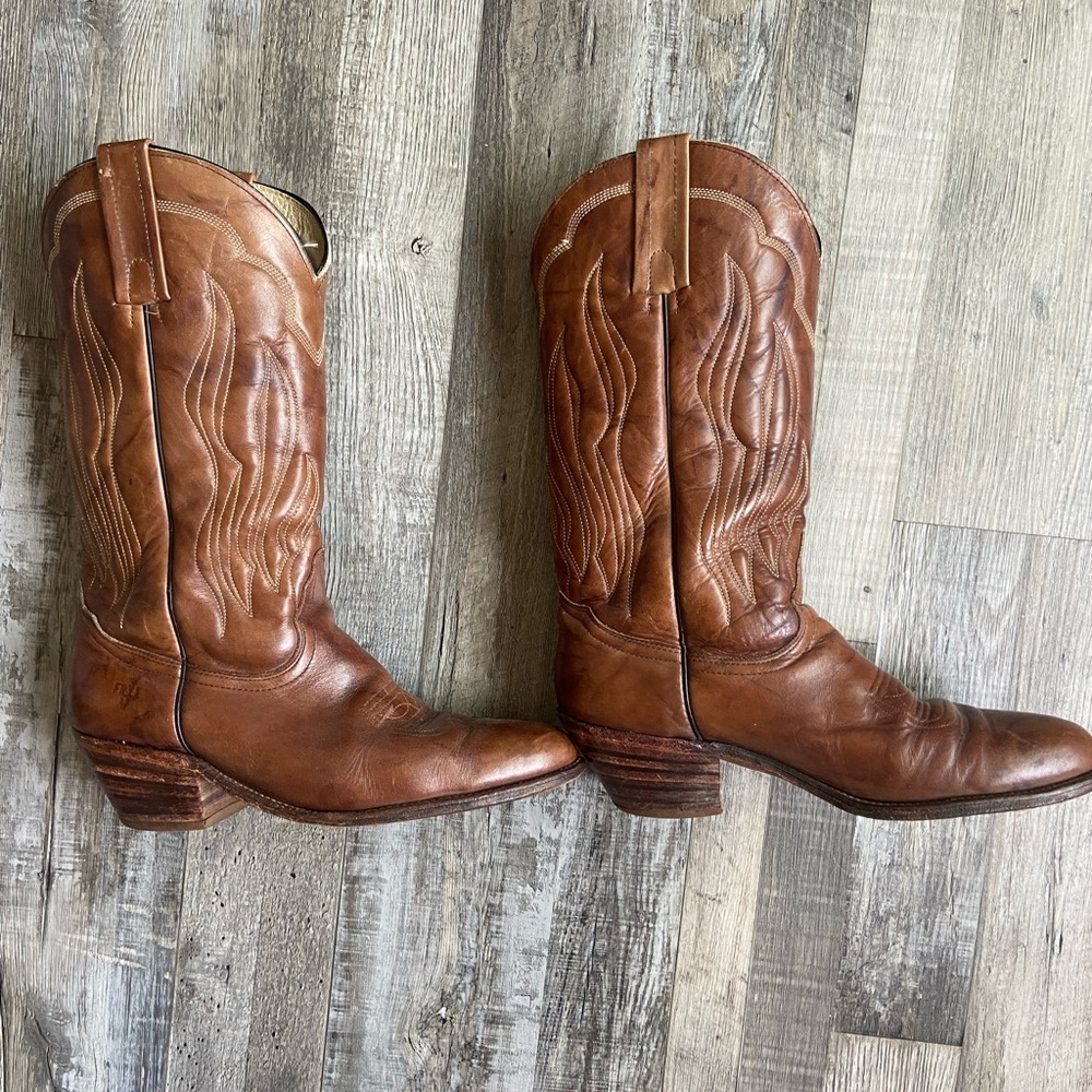 Frye Brown Cowboy Boots with Premium Leather and Timeless Style